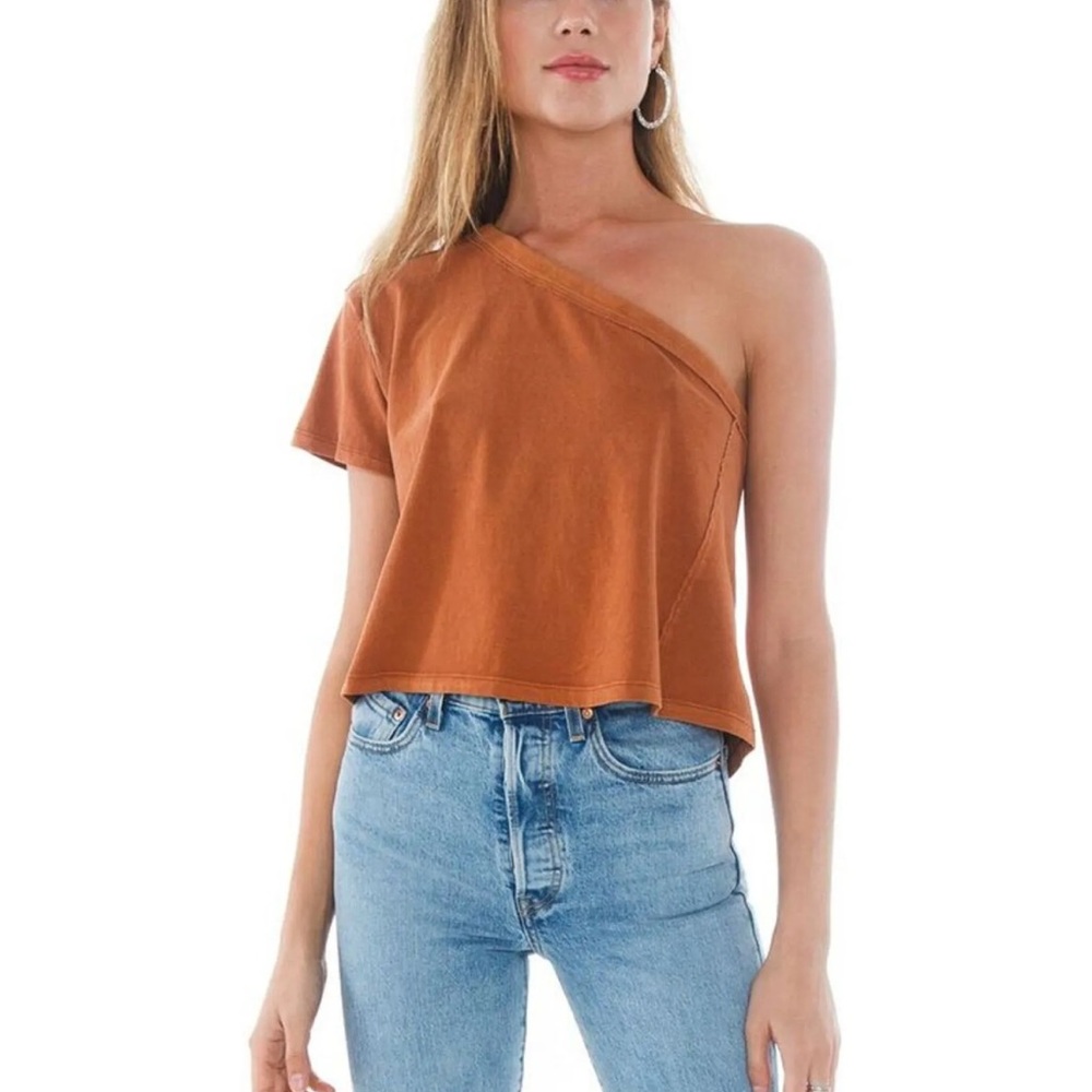 Free people off shoulder rust top